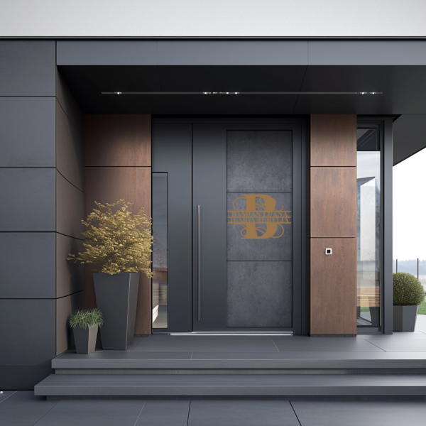 Monogram + Zwei Zeilen-Corten